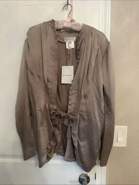 Givenchy Taupe Silk Tie-Waist Blazer